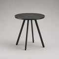 Runder Esstisch aus MDF und Stahl, Schwarz in Marmoroptik, Ø 80 × H 75 cm