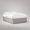 Boxspring-Doppelbett-Set mit Matratze und Polyesterbezug, Hellgrau/Natur, Liegefläche 180 × 200 cm