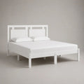 Doppelbett aus massivem Kiefernholz mit Lattenrost, Weiß, 188 × 208 × 100 cm, Liegefläche 180 × 200 cm