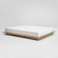 Niedriges Doppelbett mit Matratze 160 x 200 cm aus massiver Eiche, Natur/Weiß, ohne Kopfteil
