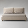 Polsterbett Doppelbett mit gepolstertem Kopfteil und Polyesterbezug, Beige/Hellbraun, Liegefläche 160 x 200 cm
