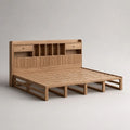 Doppelbett aus Holz mit Stauraumkopfteil und Lattenrost, Naturbraun, Liegefläche 160 × 200 cm
