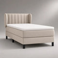 Gepolstertes Boxspringbett mit Kopfteil, Matratze und Topper, 140 x 200 cm, Beige