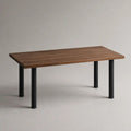 Rechteckiger Esstisch aus MDF und Stahl, Braun/Schwarz, 140 x 80 x 75 cm