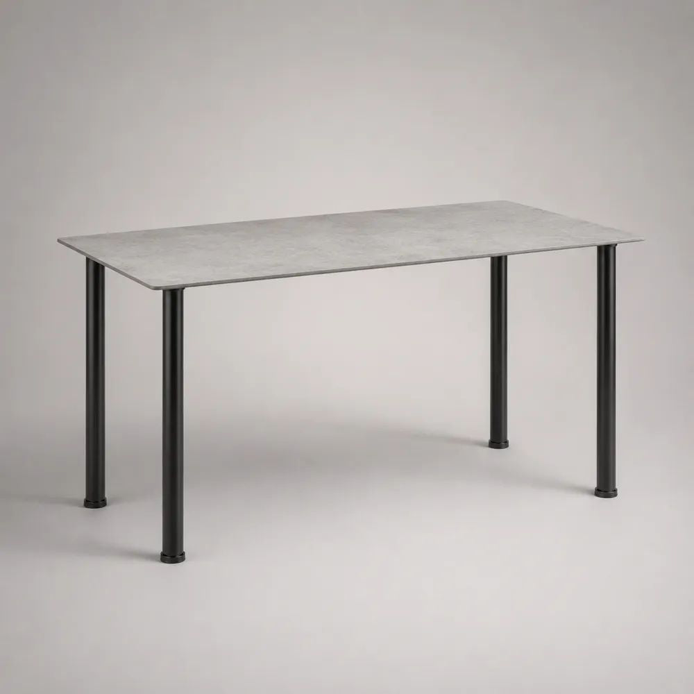 Rechteckiger Esstisch aus MDF und Stahl, Grau/Schwarz, 120 x 70 x 75 cm