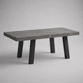 Rechteckiger Esstisch 140 x 80 x 75 cm aus Spanplatte in grauer Steinoptik mit schwarzem Stahlgestell