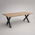 Ausziehbarer rechteckiger Esstisch aus Holz und Metall, Natur/Schwarz, 180–260 × 90 × 76 cm