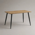 Rechteckiger Esstisch aus MDF mit Eichenfurnier und Stahlbeinen, Natur/Schwarz, 120 × 80 × 75 cm